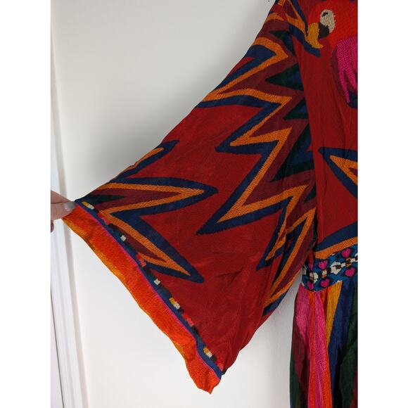 NWT Farm Rio Macaw Show Maxi Dress Sz Lg Boho Witchy Whimsical Artsy Boho - Picture 4 of 15